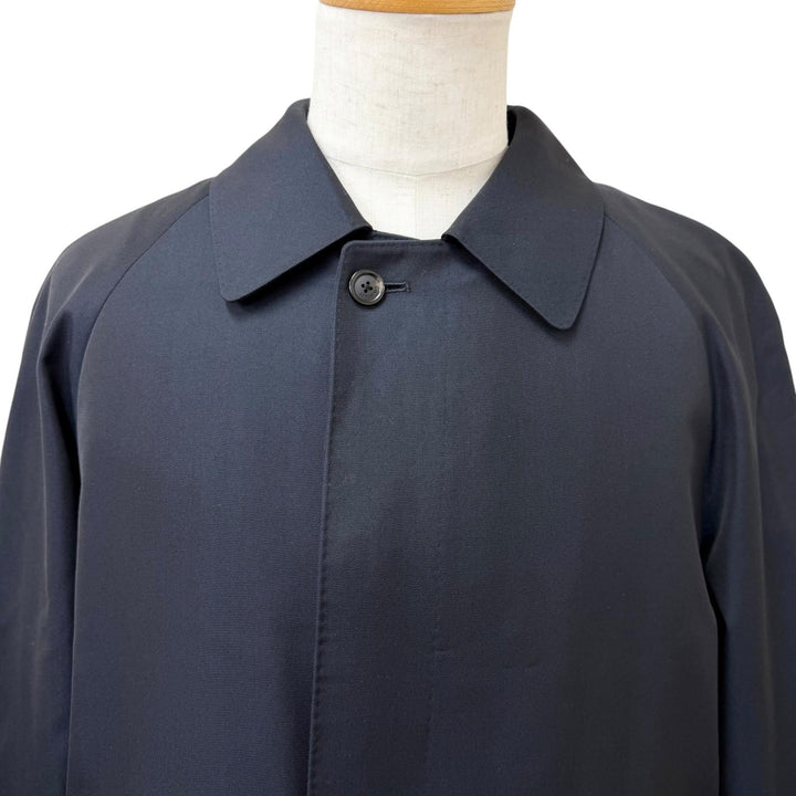 美品□BURBERRY LONDON バーバリーロンドン シルク混 ノバチェック柄ライナー付き ステンカラーコート ネイビー 90-165-4 日本製 正規品