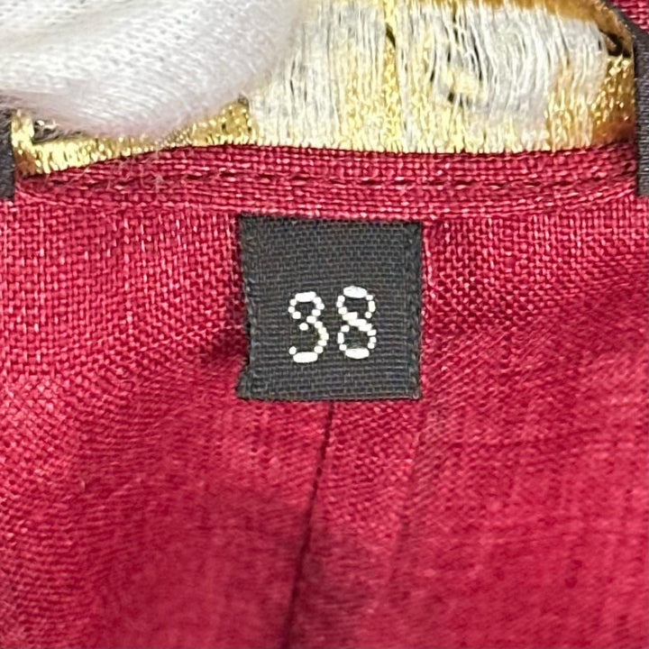 極美品▲Loro Piana ロロピアーナ リネン100% プルオーバー シャツ ワンピース ボルドー 38 イタリア製 正規品 レディース