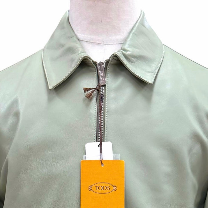 未使用品▼TODS トッズ 2023年製 X1M12480200 ラムスキン ダブルジップアップ レザージャケット カーキ M 伊製 メンズ 正規品 メンズ