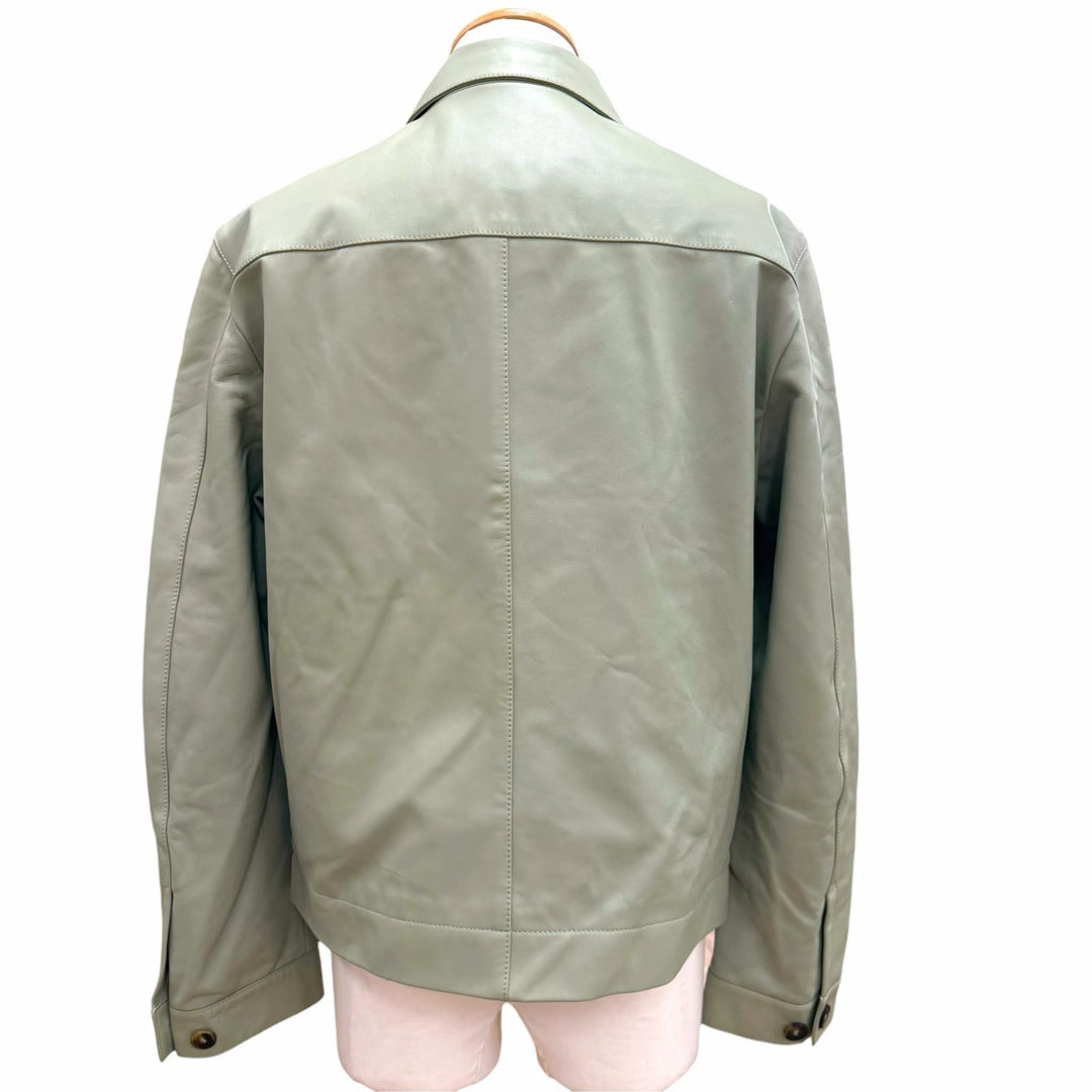 未使用品▼TODS トッズ 2023年製 X1M12480200 ラムスキン ダブルジップアップ レザージャケット カーキ M 伊製 メンズ 正規品 メンズ