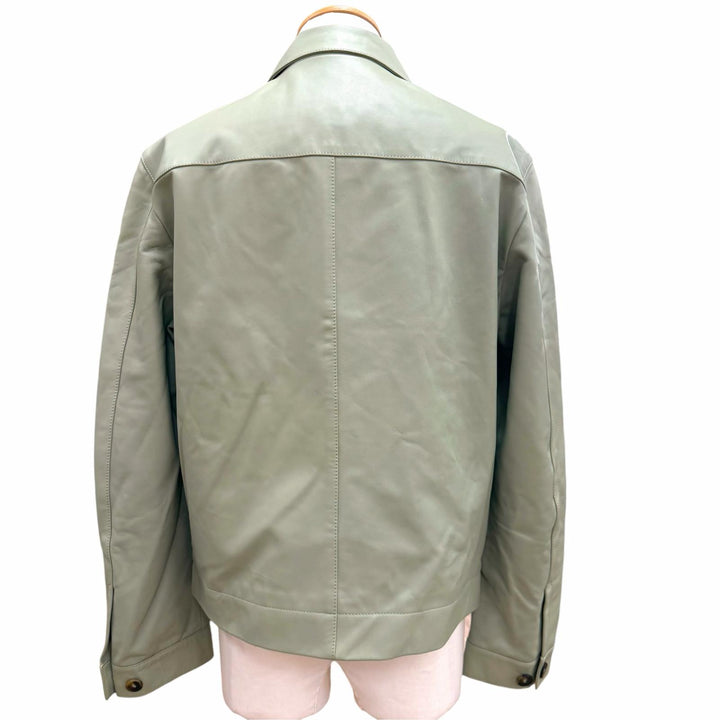 未使用品▼TODS トッズ 2023年製 X1M12480200 ラムスキン ダブルジップアップ レザージャケット カーキ M 伊製 メンズ 正規品 メンズ
