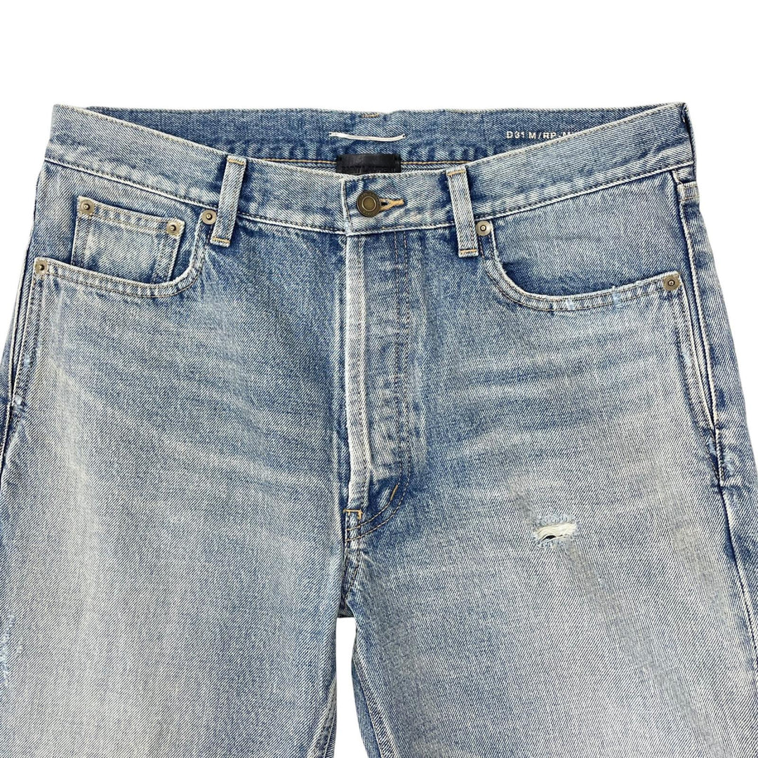 極美品▲SAINT LAURENT サンローラン 2022年製 71003 コットン100% 牛革 ダメージ デニムパンツ インディゴ 30 日本製 正規品 メンズ