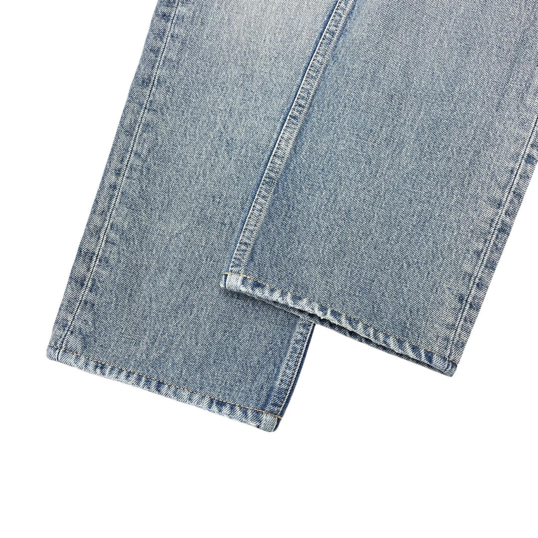 極美品▲SAINT LAURENT サンローラン 2022年製 71003 コットン100% 牛革 ダメージ デニムパンツ インディゴ 30 日本製 正規品 メンズ