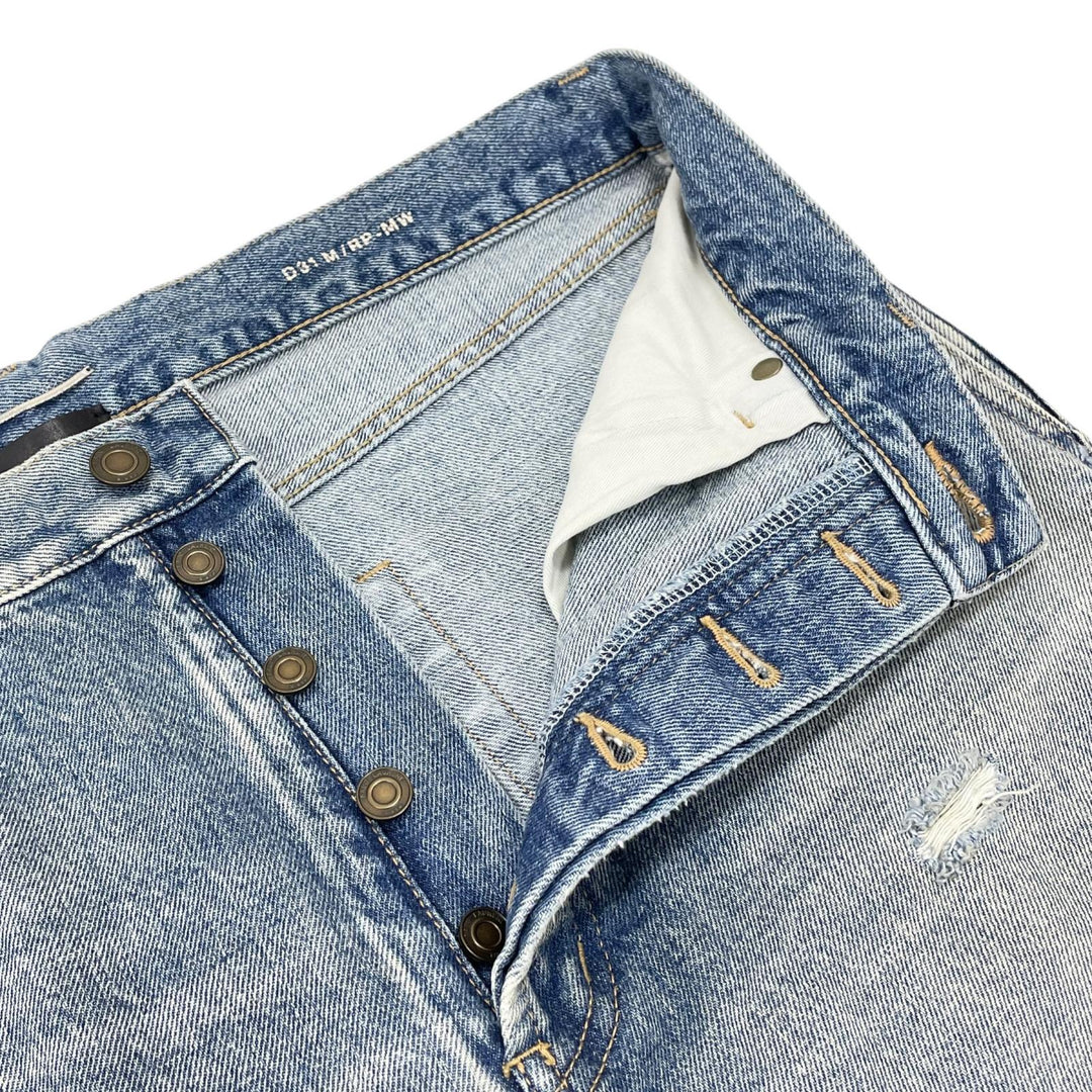 極美品▲SAINT LAURENT サンローラン 2022年製 71003 コットン100% 牛革 ダメージ デニムパンツ インディゴ 30 日本製 正規品 メンズ