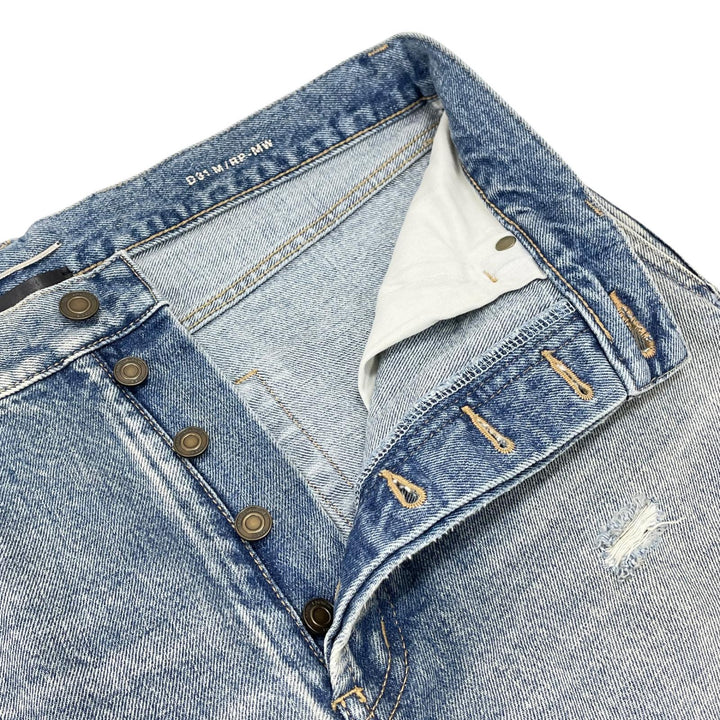 極美品▲SAINT LAURENT サンローラン 2022年製 71003 コットン100% 牛革 ダメージ デニムパンツ インディゴ 30 日本製 正規品 メンズ