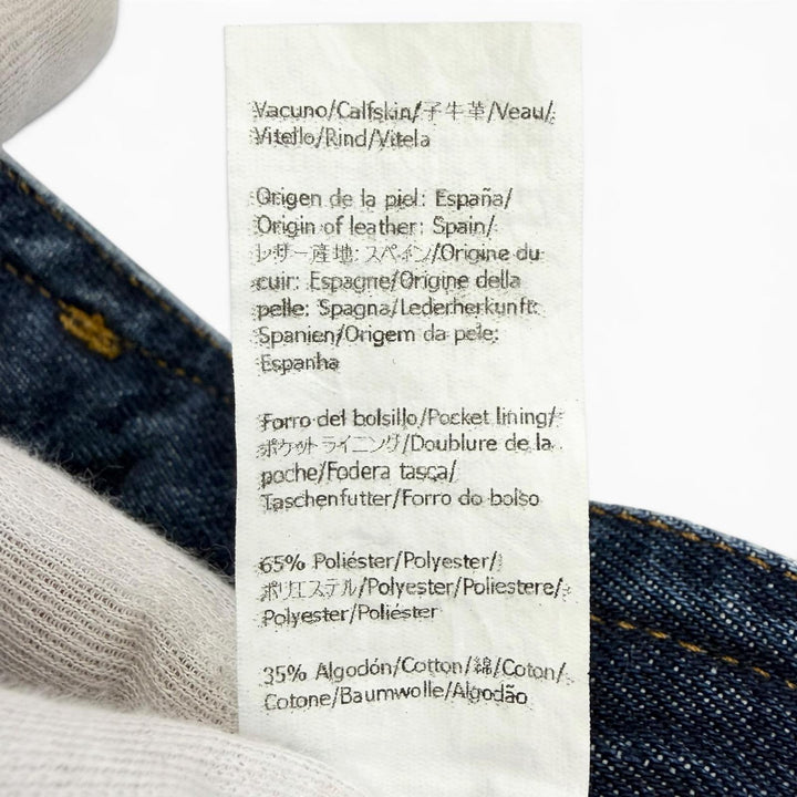 極美品△LOEWE ロエベ H526Y11X59 ASYMMETRIC JE DENIM ロゴレザーパッチ デニムパンツ インディゴブルー 46 イタリア製 正規品 メンズ