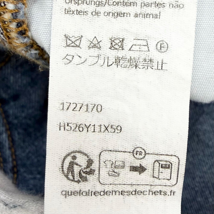 極美品△LOEWE ロエベ H526Y11X59 ASYMMETRIC JE DENIM ロゴレザーパッチ デニムパンツ インディゴブルー 46 イタリア製 正規品 メンズ
