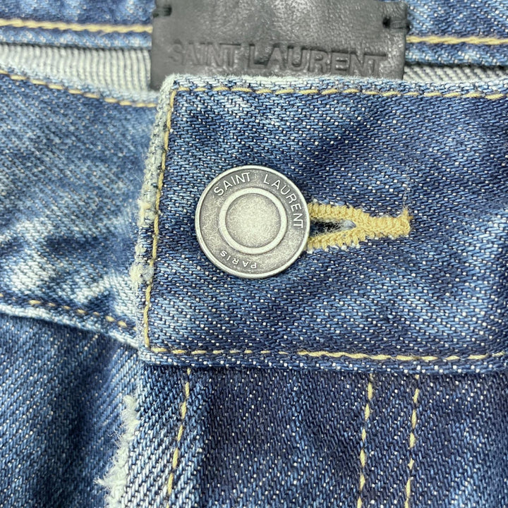 【ドンドン見直し】美品 ▲SAINT LAURENT サンローラン 2023年製 ボタンフライ コットン デニムパンツ インディゴ 30 正規品 メンズ