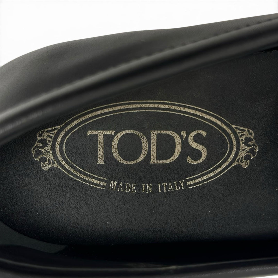 極美品▲TOD’S トッズ モンクストラップ Uチップ レザーローファー レザーシューズ ブラック 6 イタリア製 メンズ