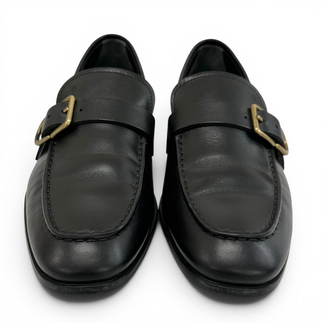 極美品▲TOD’S トッズ モンクストラップ Uチップ レザーローファー レザーシューズ ブラック 6 イタリア製 メンズ