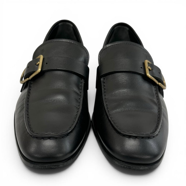 極美品▲TOD’S トッズ モンクストラップ Uチップ レザーローファー レザーシューズ ブラック 6 イタリア製 メンズ
