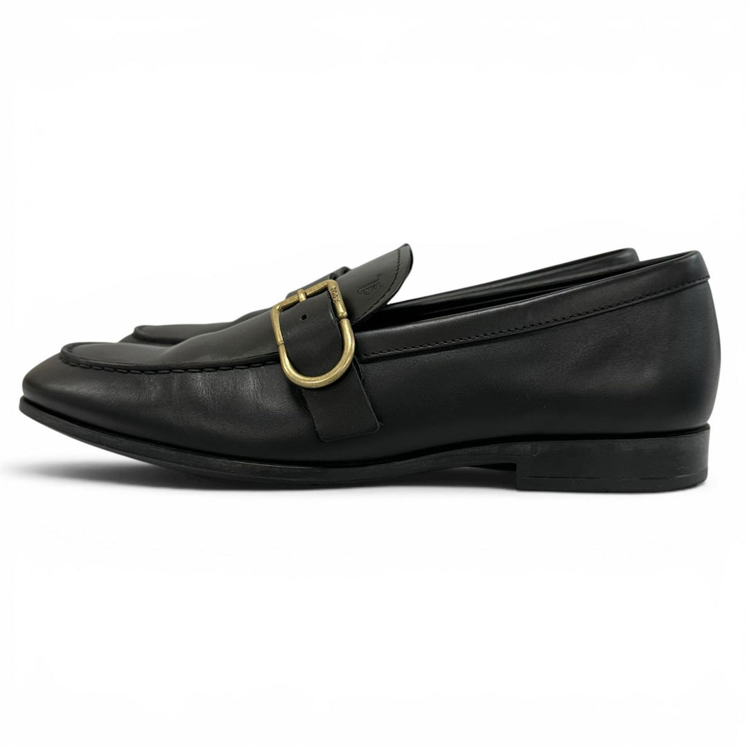 極美品▲TOD’S トッズ モンクストラップ Uチップ レザーローファー レザーシューズ ブラック 6 イタリア製 メンズ