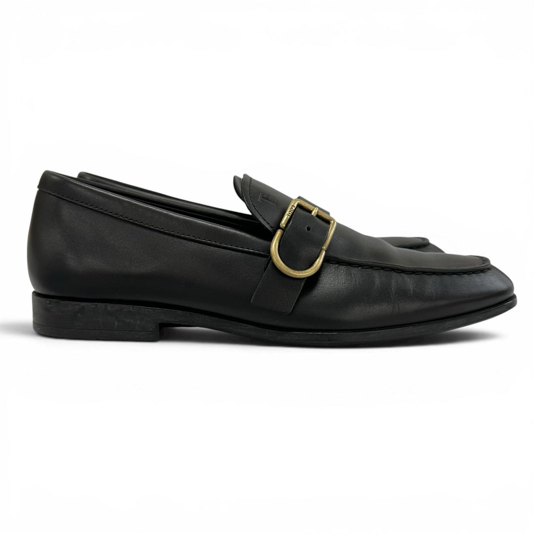極美品▲TOD’S トッズ モンクストラップ Uチップ レザーローファー レザーシューズ ブラック 6 イタリア製 メンズ