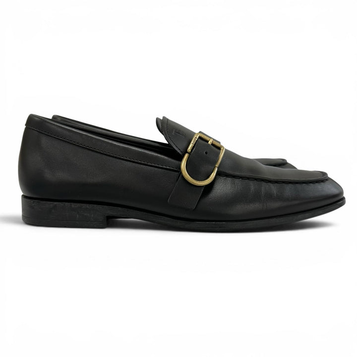 極美品▲TOD’S トッズ モンクストラップ Uチップ レザーローファー レザーシューズ ブラック 6 イタリア製 メンズ