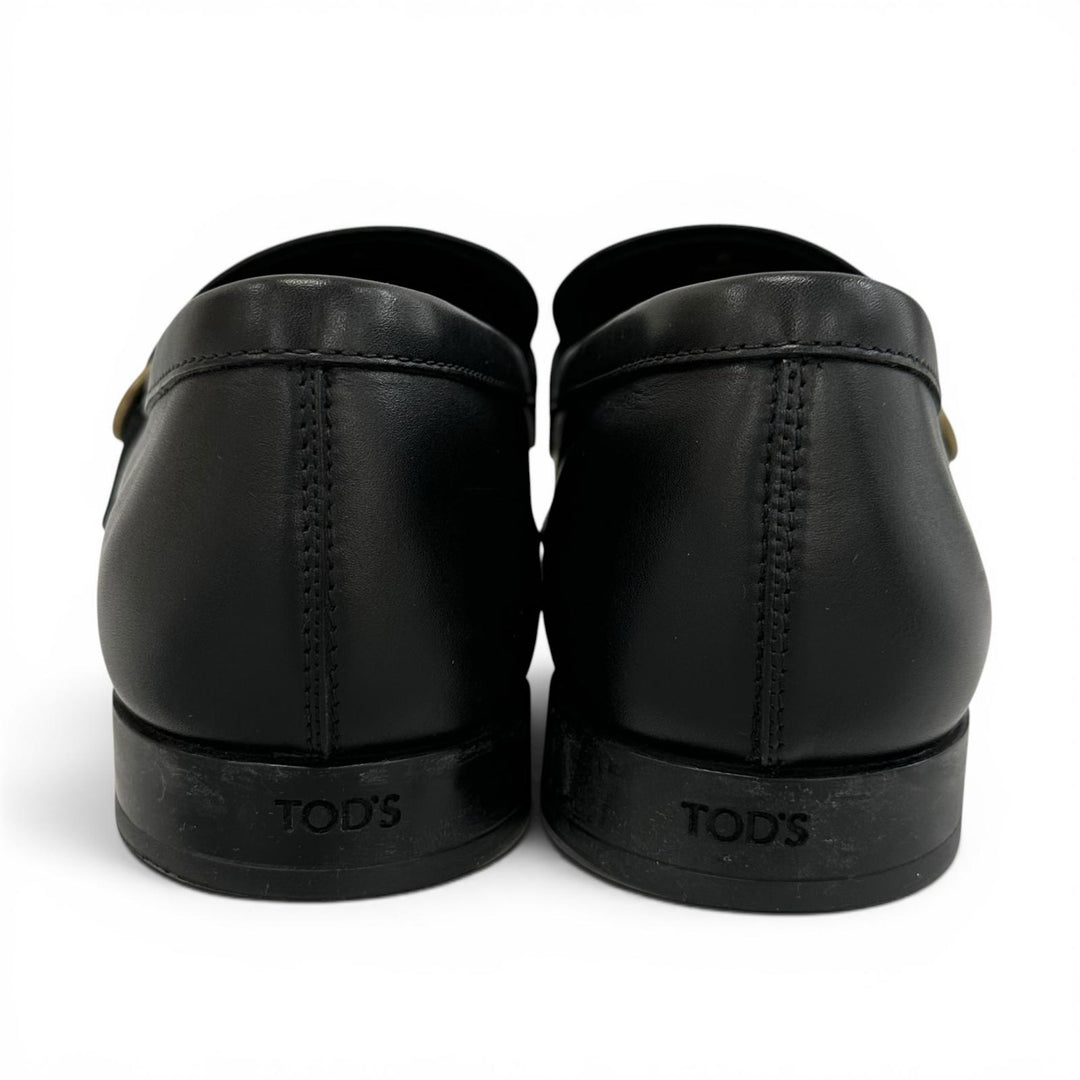 極美品▲TOD’S トッズ モンクストラップ Uチップ レザーローファー レザーシューズ ブラック 6 イタリア製 メンズ