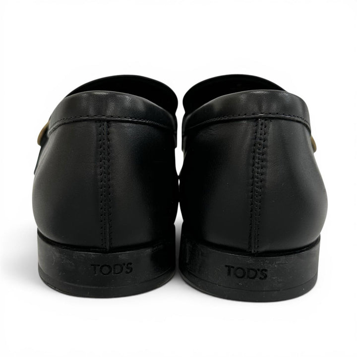 極美品▲TOD’S トッズ モンクストラップ Uチップ レザーローファー レザーシューズ ブラック 6 イタリア製 メンズ