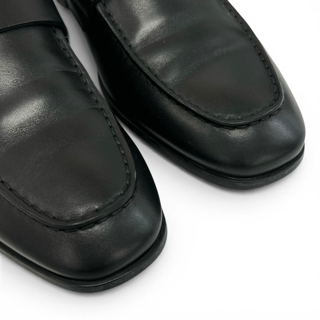 極美品▲TOD’S トッズ モンクストラップ Uチップ レザーローファー レザーシューズ ブラック 6 イタリア製 メンズ