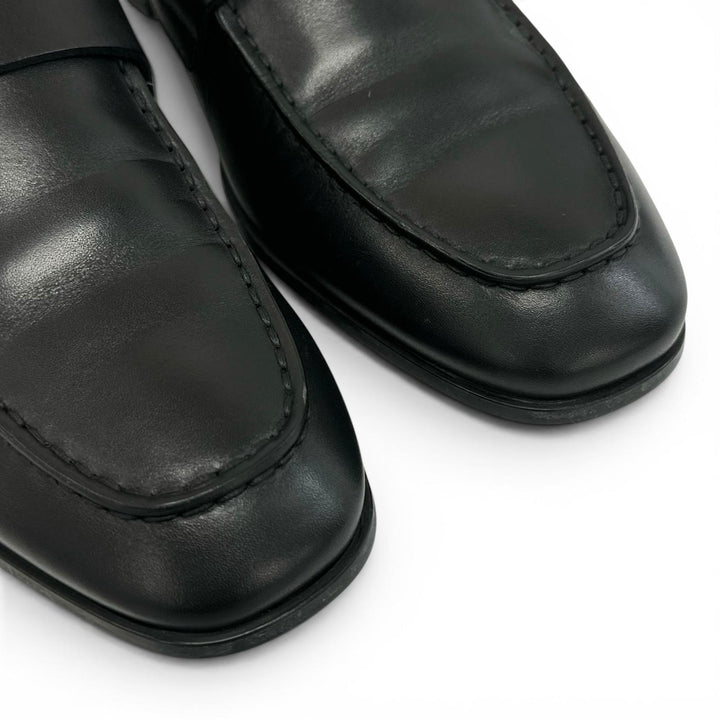 極美品▲TOD’S トッズ モンクストラップ Uチップ レザーローファー レザーシューズ ブラック 6 イタリア製 メンズ