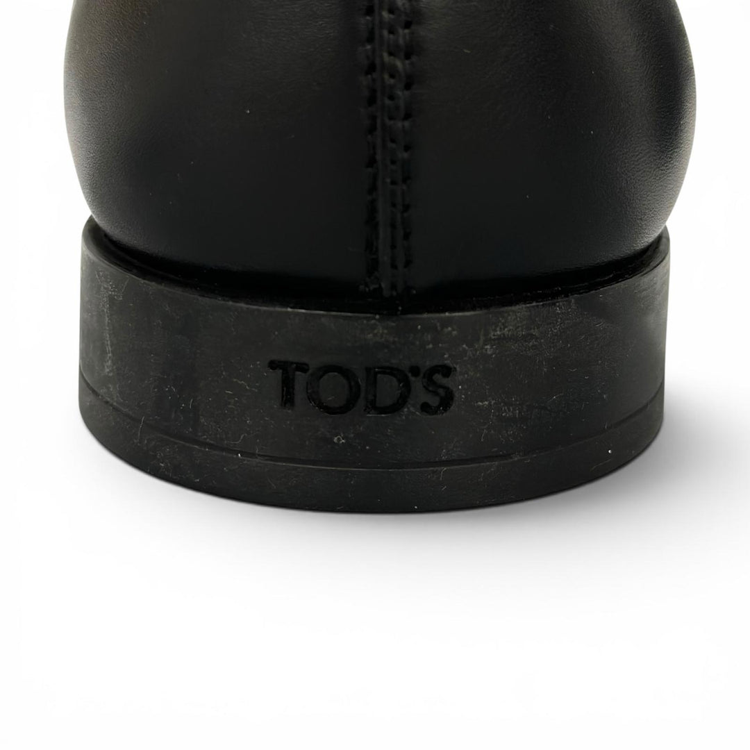 極美品▲TOD’S トッズ モンクストラップ Uチップ レザーローファー レザーシューズ ブラック 6 イタリア製 メンズ