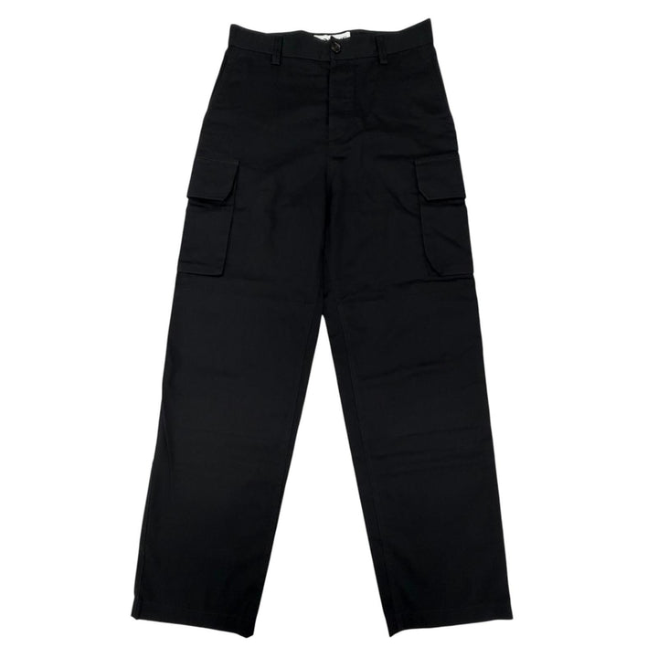 未使用品▼LOEWE ロエベ H526Y04WFB CARGO TROUSER レザーパッチ付き ボタンフライ カーゴパンツ ブラック 46 イタリア製 正規品 メンズ