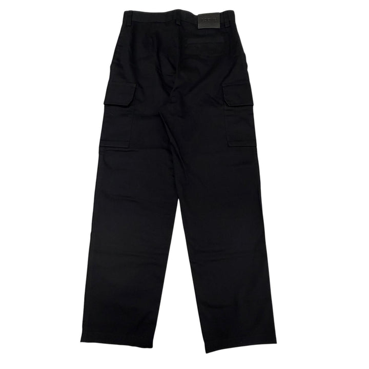 未使用品▼LOEWE ロエベ H526Y04WFB CARGO TROUSER レザーパッチ付き ボタンフライ カーゴパンツ ブラック 46 イタリア製 正規品 メンズ