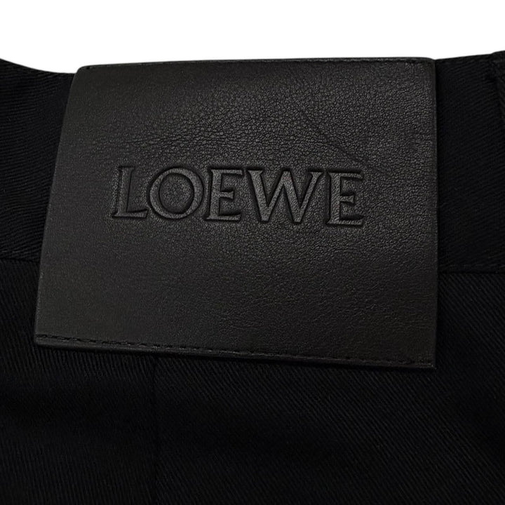 未使用品▼LOEWE ロエベ H526Y04WFB CARGO TROUSER レザーパッチ付き ボタンフライ カーゴパンツ ブラック 46 イタリア製 正規品 メンズ