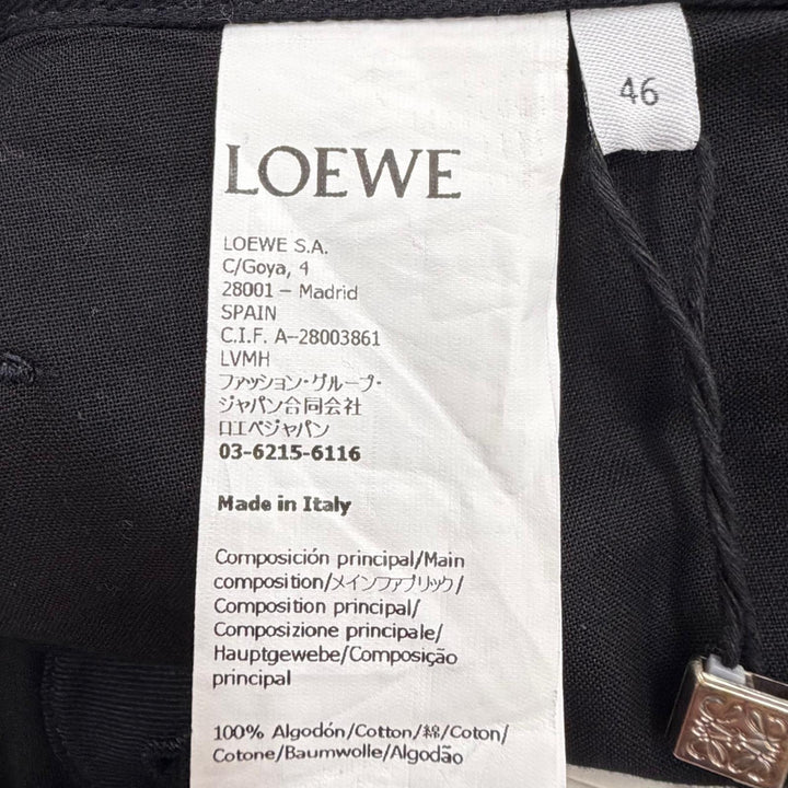 未使用品▼LOEWE ロエベ H526Y04WFB CARGO TROUSER レザーパッチ付き ボタンフライ カーゴパンツ ブラック 46 イタリア製 正規品 メンズ
