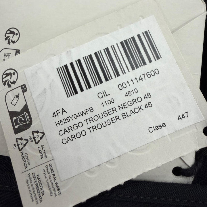 未使用品▼LOEWE ロエベ H526Y04WFB CARGO TROUSER レザーパッチ付き ボタンフライ カーゴパンツ ブラック 46 イタリア製 正規品 メンズ