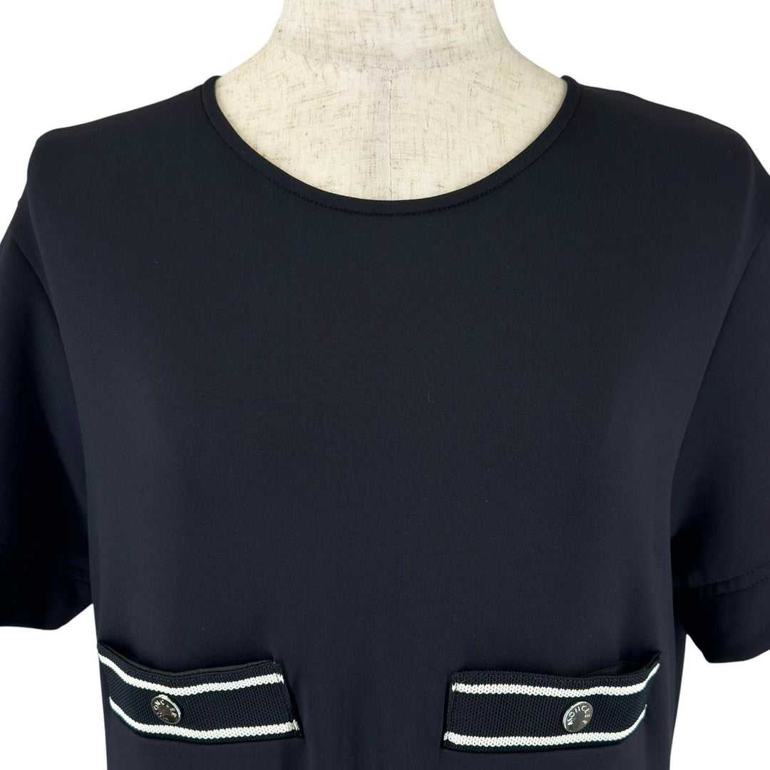 美品▲MONCLER モンクレール 2022年製 VESTITO ヴェスティート ロゴワッペン 半袖 ワンピース ブラック S トルコ製 正規品 レディース