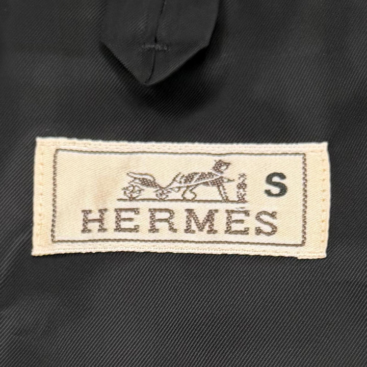 極美品▼HERMES エルメス ウール92% ピークドラペル ダブルブレスト テーラードジャケット ダークグレー 48 イタリア製 メンズ