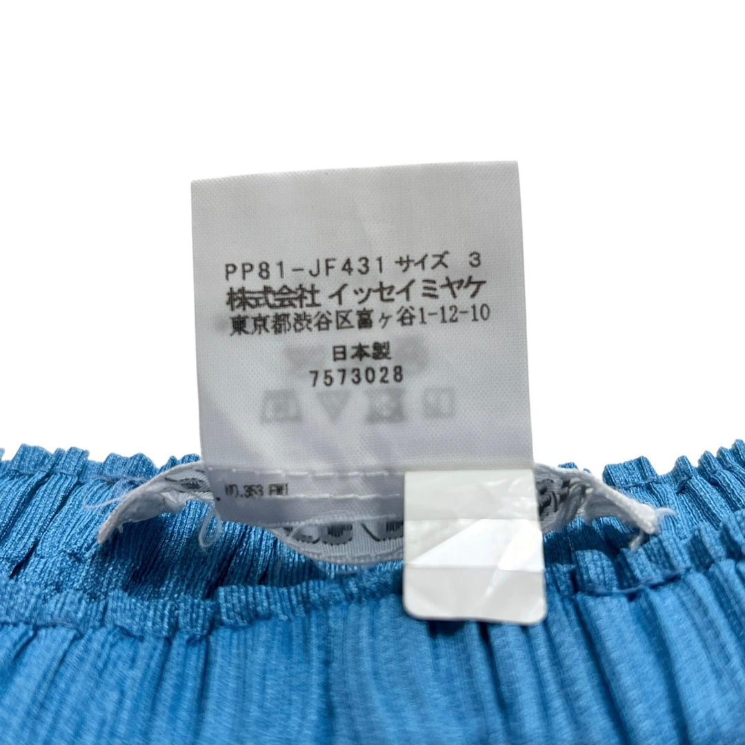 極美品▲PLEATS PLEASE プリーツプリーズ イッセイミヤケ PP81-JF431 プリーツ パンツ ライトブルー 3 日本製 正規品 レディース