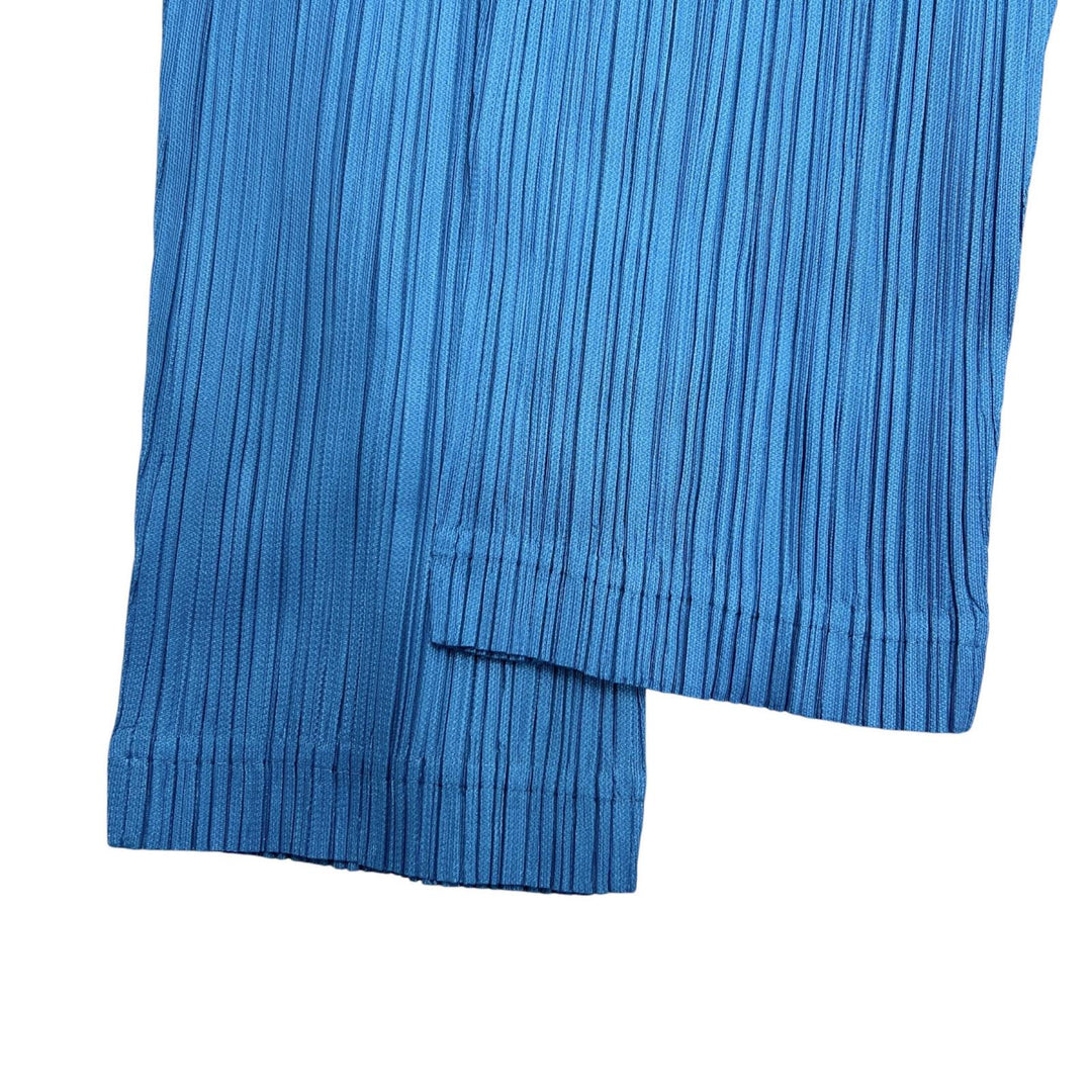 極美品▲PLEATS PLEASE プリーツプリーズ イッセイミヤケ PP81-JF431 プリーツ パンツ ライトブルー 3 日本製 正規品 レディース