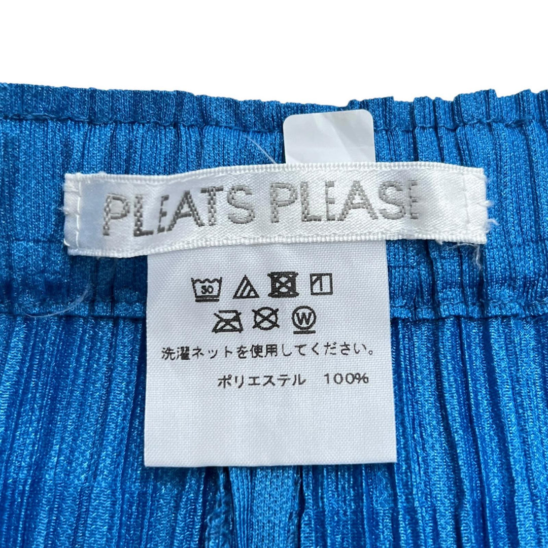極美品▲PLEATS PLEASE プリーツプリーズ イッセイミヤケ PP81-JF431 プリーツ パンツ ライトブルー 3 日本製 正規品 レディース