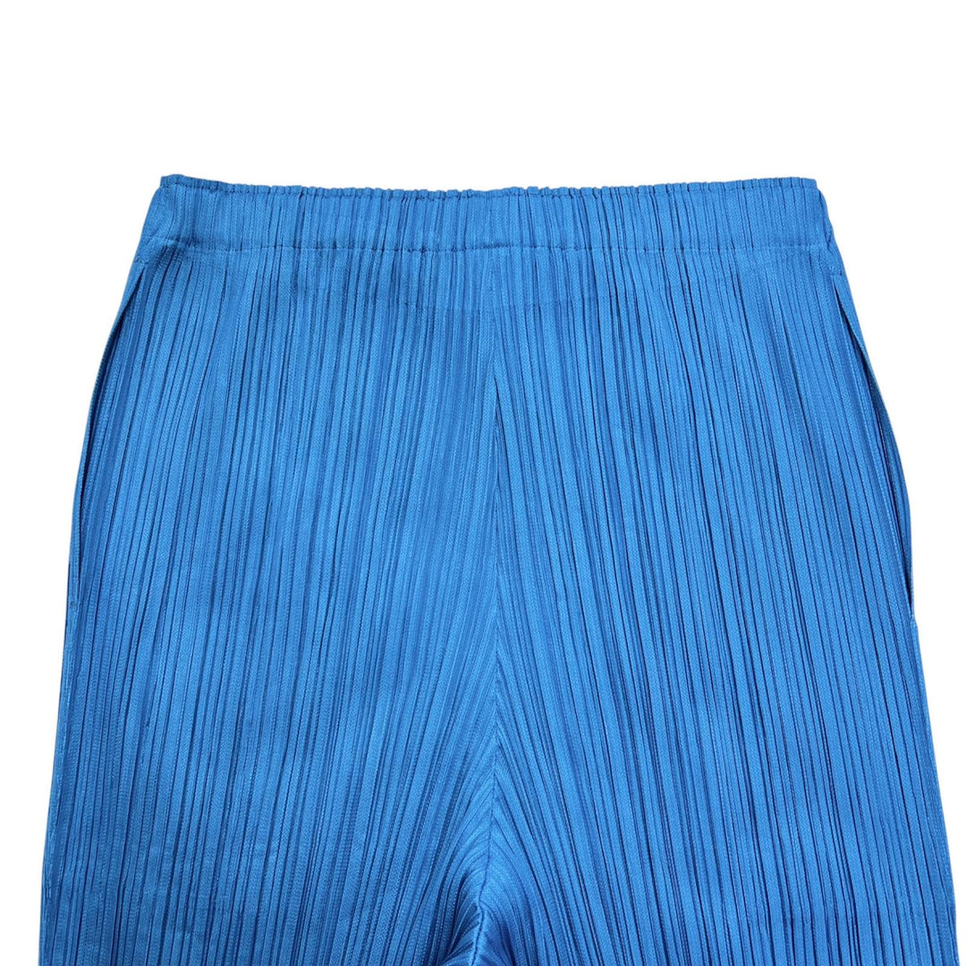 極美品▲PLEATS PLEASE プリーツプリーズ イッセイミヤケ PP81-JF431 プリーツ パンツ ライトブルー 3 日本製 正規品 レディース