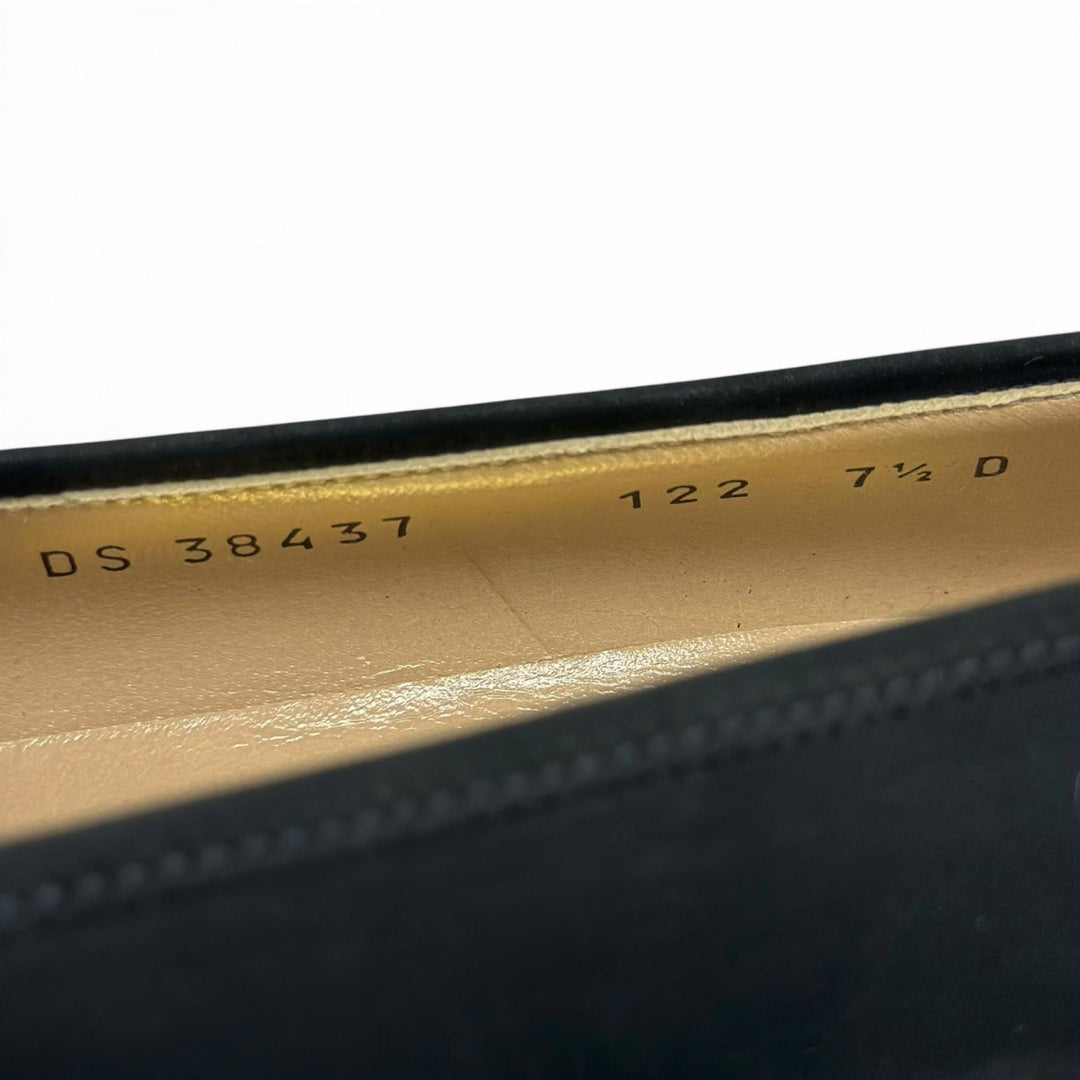 未使用品▲Salvatore Ferragamo サルヴァトーレフェラガモ BABS ダブルガンチーニ パンプス ダークネイビー ゴールド金具 7.5 レディース