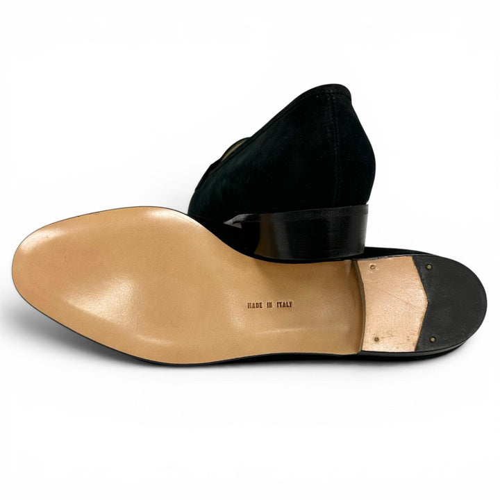 未使用品▲Salvatore Ferragamo サルヴァトーレフェラガモ BABS ダブルガンチーニ パンプス ダークネイビー ゴールド金具 7.5 レディース