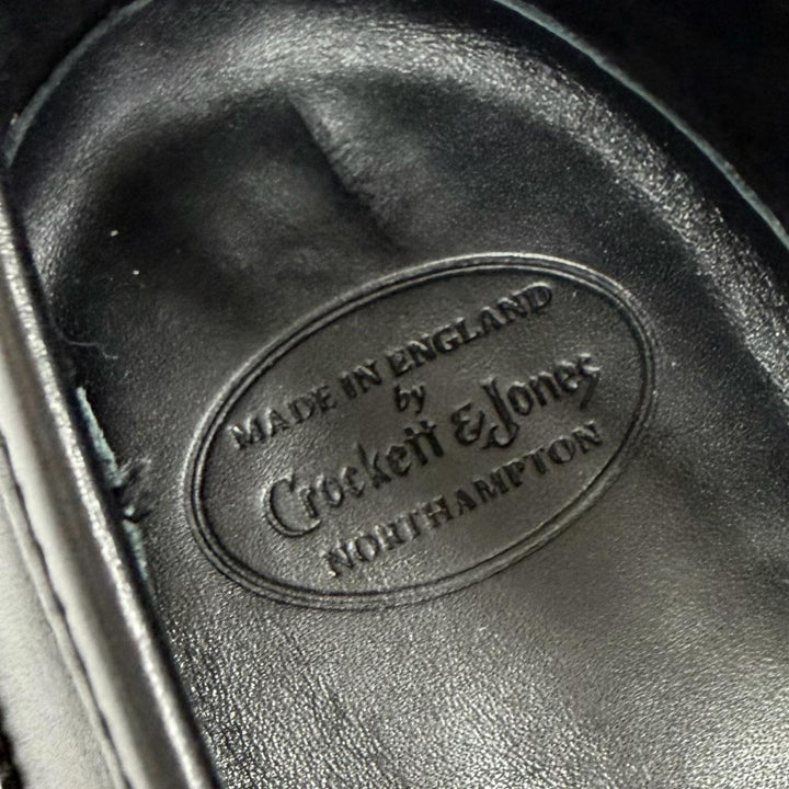 極美△CROCKETT&amp;JONES クロケットアンドジョーンズ SCOTNEY スコットニー 337ラスト レザー キャップトゥ コインローファー ブラック 8.5