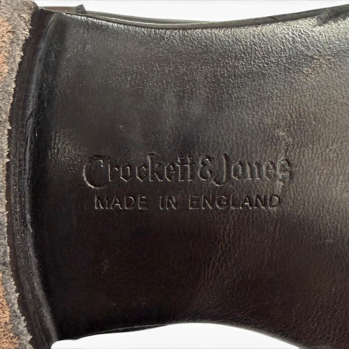 極美△CROCKETT&amp;JONES クロケットアンドジョーンズ SCOTNEY スコットニー 337ラスト レザー キャップトゥ コインローファー ブラック 8.5
