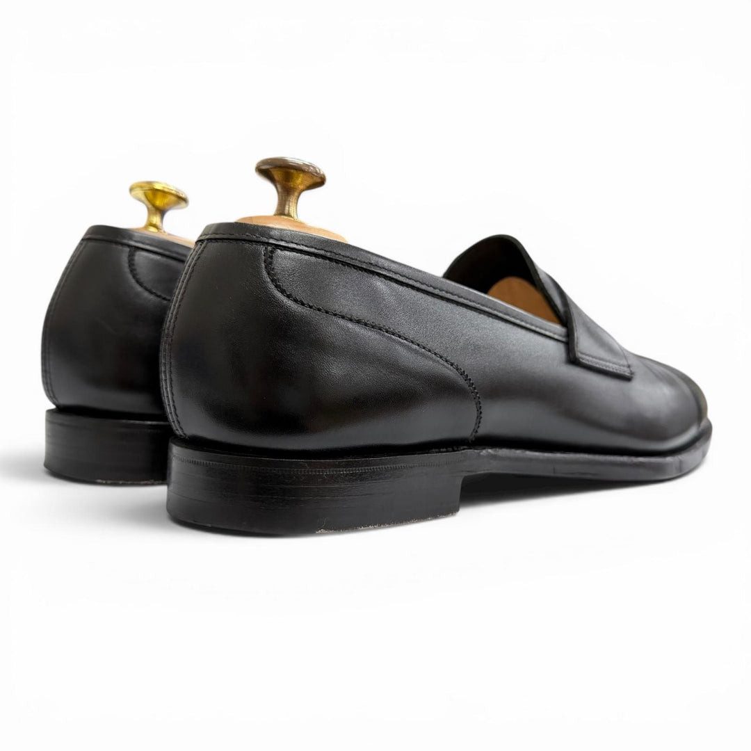 極美△CROCKETT&amp;JONES クロケットアンドジョーンズ SCOTNEY スコットニー 337ラスト レザー キャップトゥ コインローファー ブラック 8.5