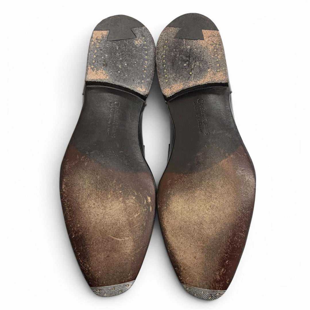 極美△CROCKETT&amp;JONES クロケットアンドジョーンズ SCOTNEY スコットニー 337ラスト レザー キャップトゥ コインローファー ブラック 8.5