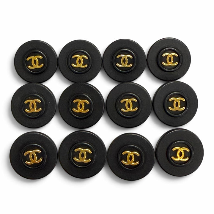 美品△CHANEL シャネル ヴィンテージ ココマーク ラウンド ボタン 12個 ボタン ブラック ゴールド レディース オススメ◎