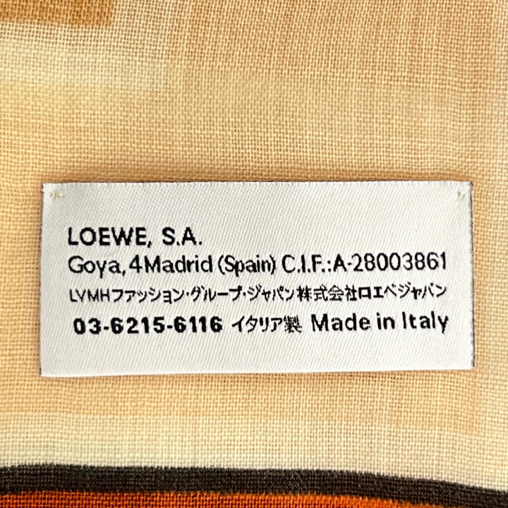 極美品▲LOEWE ロエベ ウール100％ パズル 大判 フリンジ付き スカーフ マルチカラー イタリア製 正規品 レディース