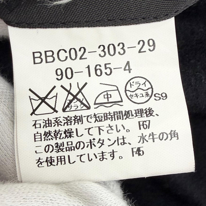 美品△BURBERRY LONDON バーバリーロンドン カシミヤ シルク ロゴボタン ステンカラーコート ダークネイビー 90-165-4 日本製 正規品