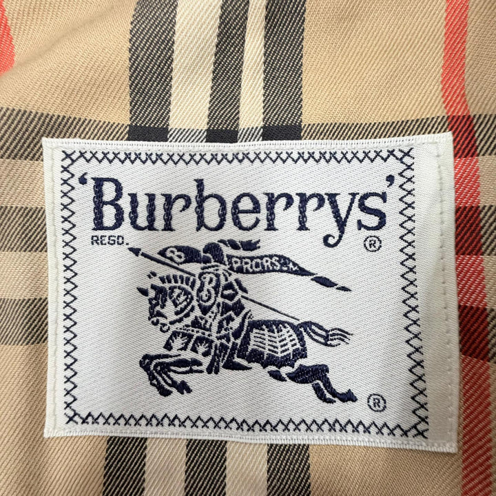 美品◇Burberrys バーバリー ヴィンテージ コットン 裏ノバチェック柄 レザー使い ベルト付 トレンチコート ネイビー S レディース