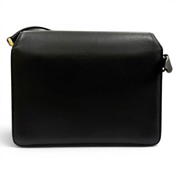 極美品★Salvatore Ferragamo サルヴァトーレフェラガモ ジョアンヌ ガンチーニ カーフ レザー ショルダーバッグ ブラック イタリア製
