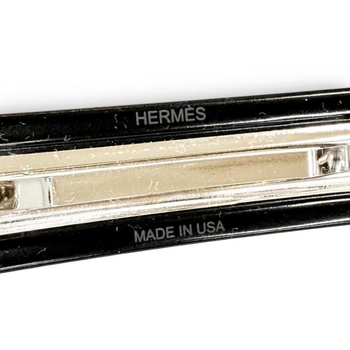 未使用品△HERMES エルメス バレッタ クルー メドール PM へクリップ ヘアアクセサリー 髪留め ブラック USA製 レディース 箱・保存袋付き