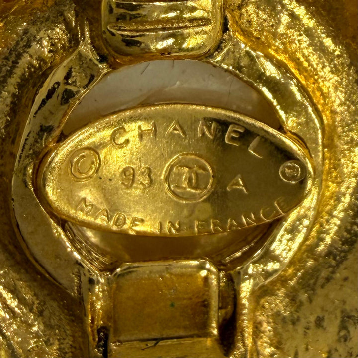 極美品★CHANEL シャネル ヴィンテージ 93A フェイクパール ココマーク イヤリング ゴールド アイボリー フランス製 レディース 箱付き