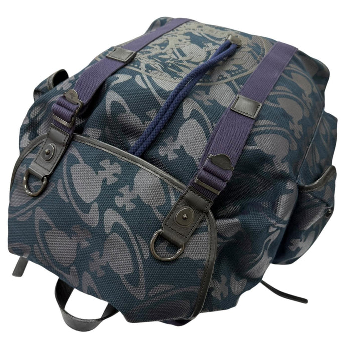 美品□Vivienne Westwood ヴィヴィアンウエストウッド キャンバス レザー オーブ カモフラ バックパック リュックサック ネイビー 日本製