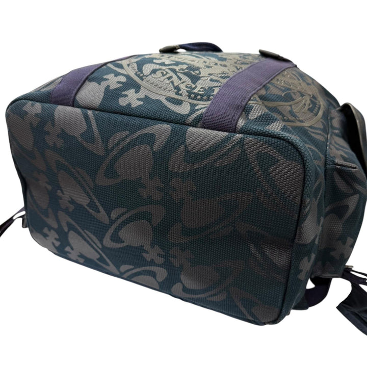 美品□Vivienne Westwood ヴィヴィアンウエストウッド キャンバス レザー オーブ カモフラ バックパック リュックサック ネイビー 日本製