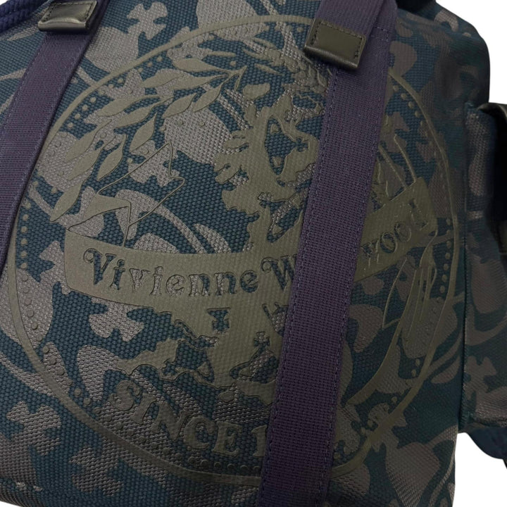 美品□Vivienne Westwood ヴィヴィアンウエストウッド キャンバス レザー オーブ カモフラ バックパック リュックサック ネイビー 日本製